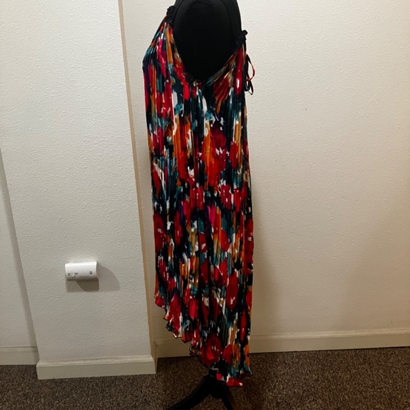 Allen B Accordian style asymmetrical sheer high low dress. - Picture 7 of 13